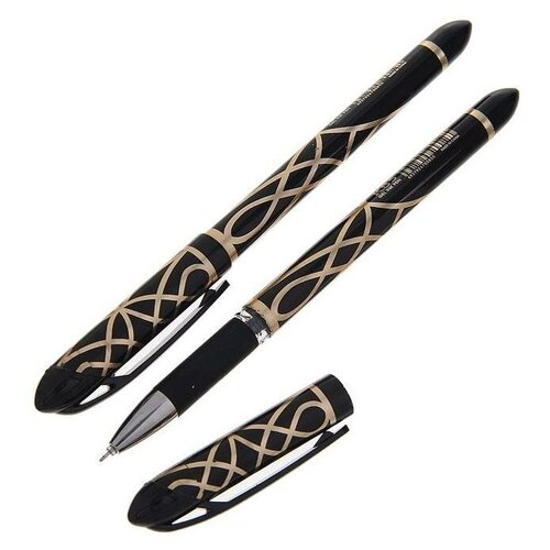 Ручка гелевая 0.5 мм, чёрный, корпус с узором, игольчатый пишущий узел