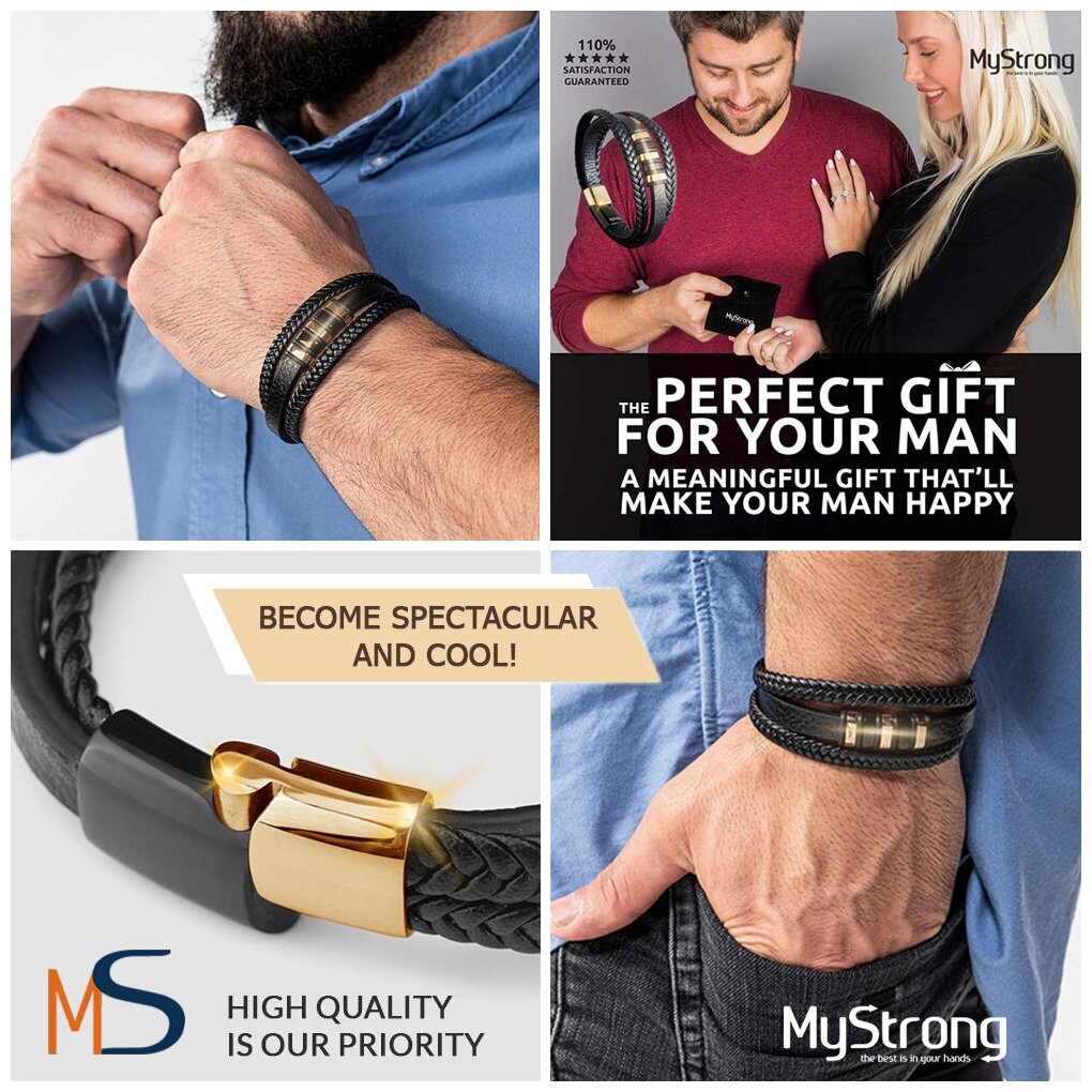 Плетеный браслет MyStrong. The best is in your hands MYSTRONG - Gold Charms, металл