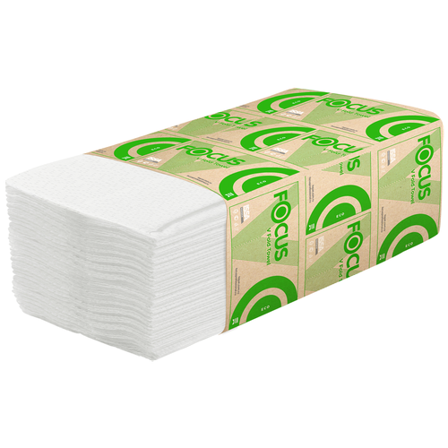 Купить Полотенца бумажные листовые Focus Eco V-сложения 1-слойные 15 пачек по 250 листов (артикул производителя 5049976), белый, первичная целлюлоза