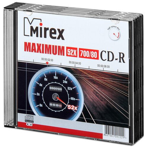 Диск Mirex CD-R 700Mb MAXIMUM 52X slim, упаковка 5 шт. диск mirex cd r 700mb maximum 52x slim упаковка 3 шт