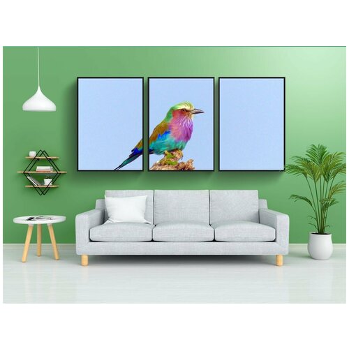 фото Набор модулных постеров для интерьера "сиреневый валик, птицы, африка" 60x90 см. в тубусе, без рамки lotsprints