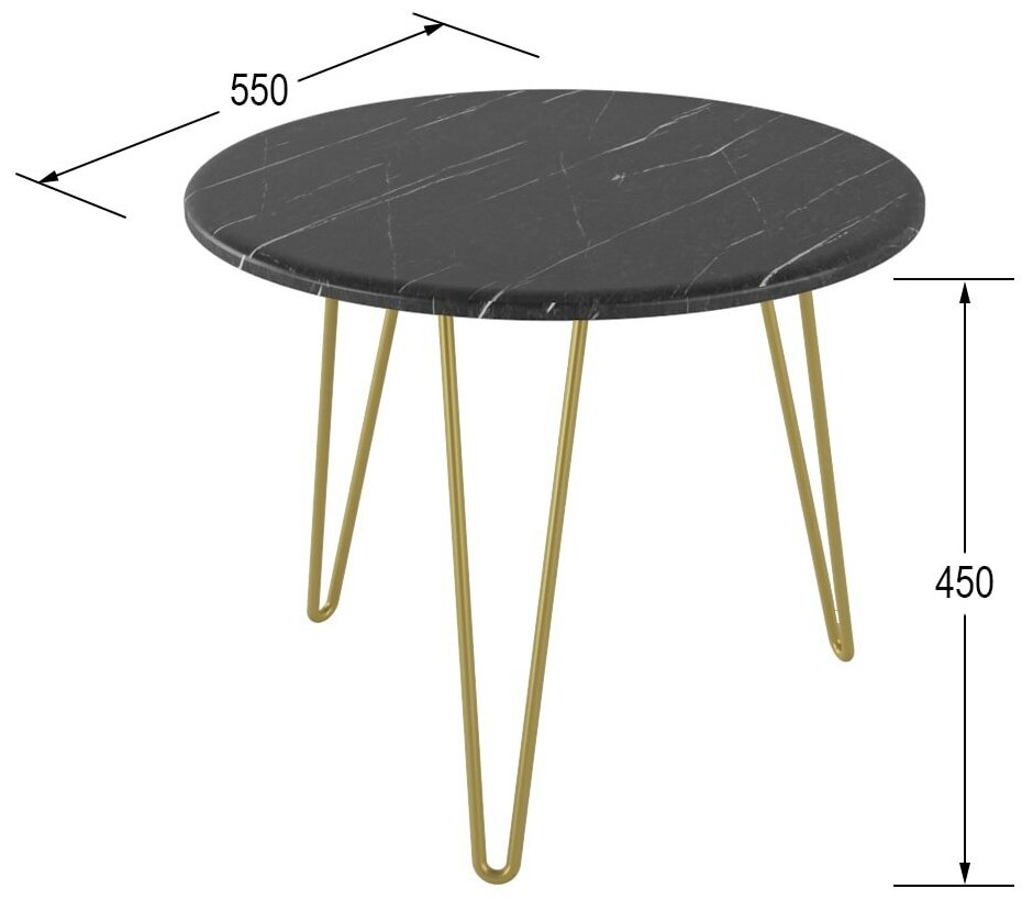 Столик журнальный РИД Gold 430 PRIME черный мрамор - фотография № 5