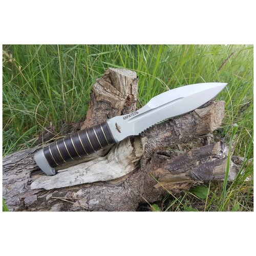 фото Нож взмах (каратель) мелита-к, рукоять кожа/латунь, покрытие антиблик (туристический)