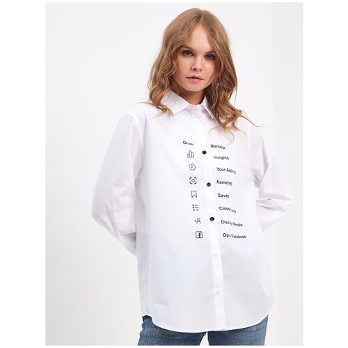 Рубашка женская KATHARINA KROSS KK-B-0101P-белый.принт, Прямой силуэт / Сlassic fit, цвет Белый, размер 50