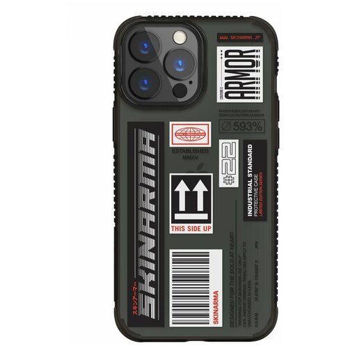 Чехол для iPhone 13 Pro Skinarma Taito Black, противоударная пластиковая накладка с рисунком, силиконовый бампер с защитой камеры