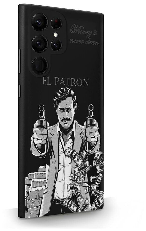 Черный силиконовый чехол MustHaveCase для Samsung Galaxy S22 Ultra El Patron Pablo Escobar Пабло Эскобар для Самсунг Галакси С22 Ультра