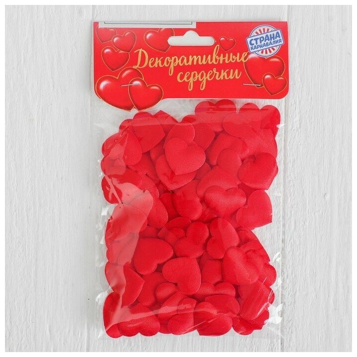 Страна Карнавалия Сердечки декоративные, набор 100 шт, 2 см, цвет красный