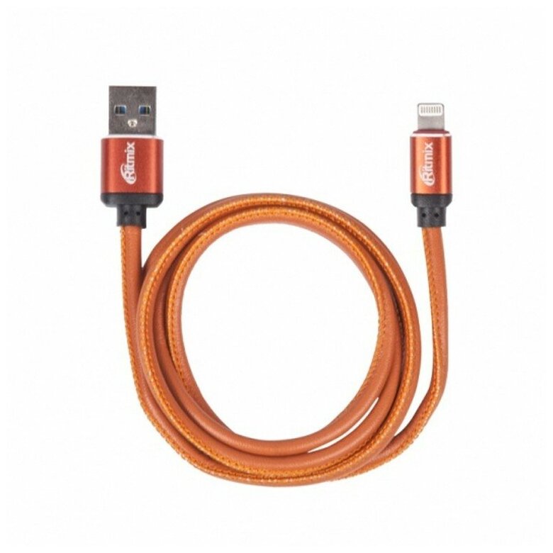 Кабель USB A --> Lightning 8pin (m) 1.0м для Apple, RITMIX RCC-425 Leather