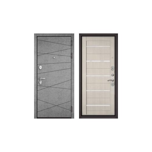 Дверь входная (стальная, металлическая) Бульдорс TRUST STANDART 90 Штукатурка серая 9S-130 / Ларче бьянко CR-3