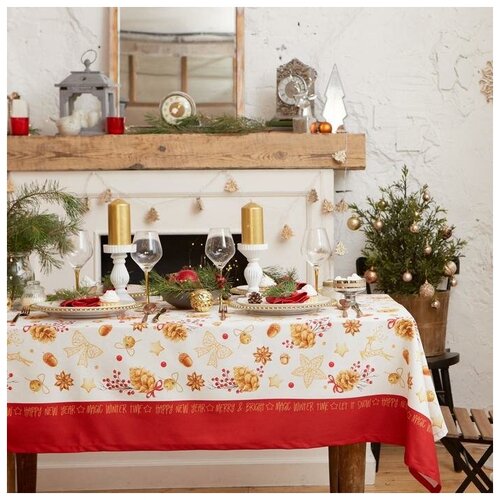 фото Скатерть "этель" golden christmas 149х110см с гмво, 100%хл, 190г/м2 5035901