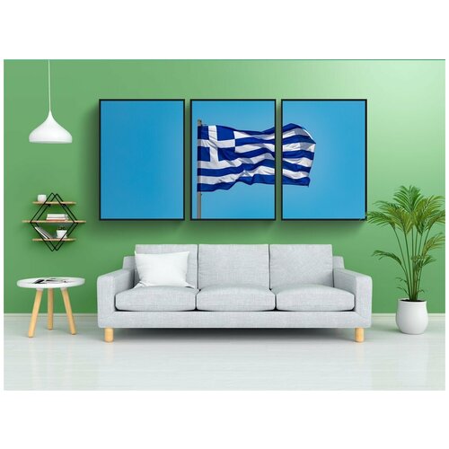 фото Набор модулных постеров для интерьера "флаг, греция, страна" 60x90 см. в тубусе, без рамки lotsprints