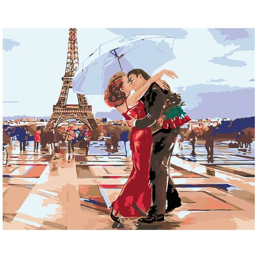 Атмосфера Парижа Раскраска по номерам на холсте Живопись по номерам картина по номерам живопись по номерам 60 x 75 arth ah41 влюбленные поцелуй париж романтика цветы зонт