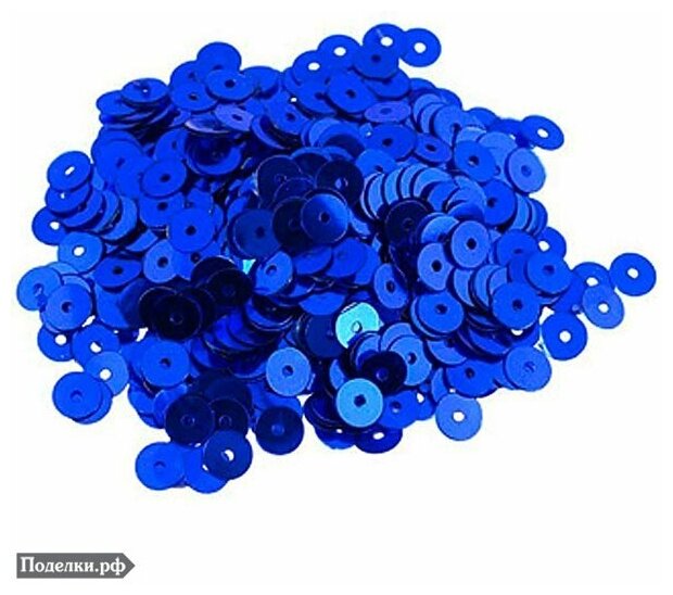 Пайетки плоские PL6-5 синий цвет 6 мм 10 г, цена за 1 уп.