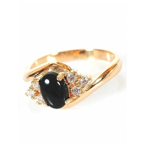Позолоченное кольцо с черным ониксом