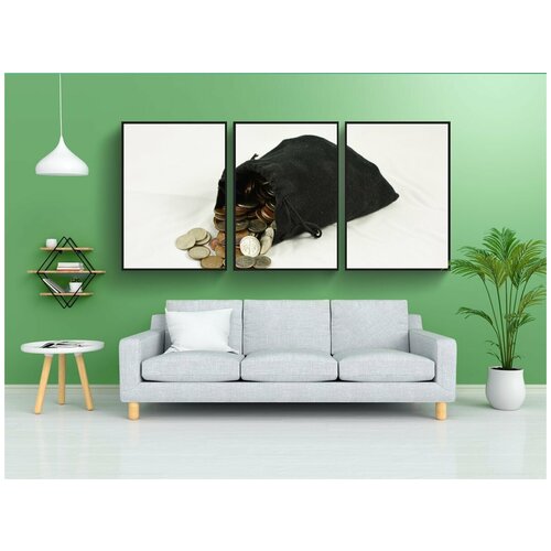 фото Набор модулных постеров для интерьера "мешок монет, портмоне, деньги" 60x90 см. в тубусе, без рамки lotsprints