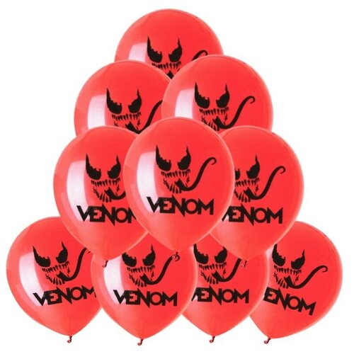 Набор воздушных шаров Venom Веном (красный, 10 шт, 32 см)