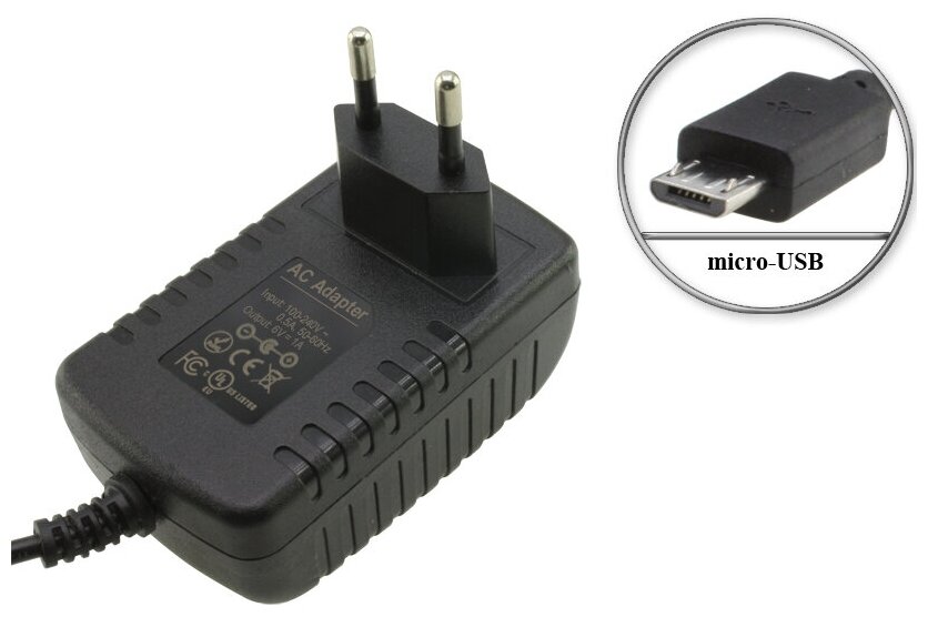 Адаптер (блок) питания 6V, 0.6A - 1A, micro-USB (AD-53, AD-55- PN-55), для тонометра B.Well MED-53, MED-55 и др.