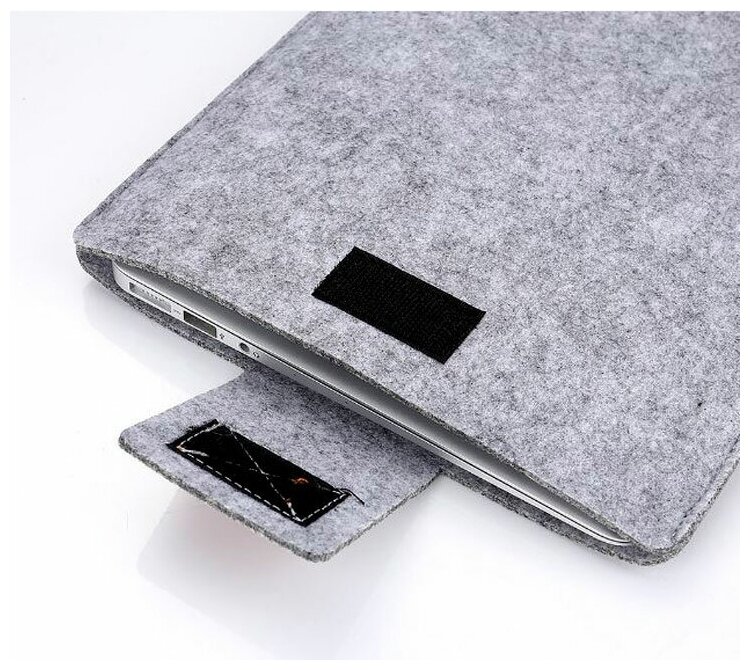 Чехол войлочный на липучке для ноутбука 15.6-16 дюймов, размер 39-29-2 см, светло-серый