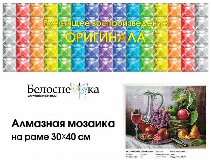 Мозаика на подрамнике Белоснежка Натюрморт с фруктами - фото №2