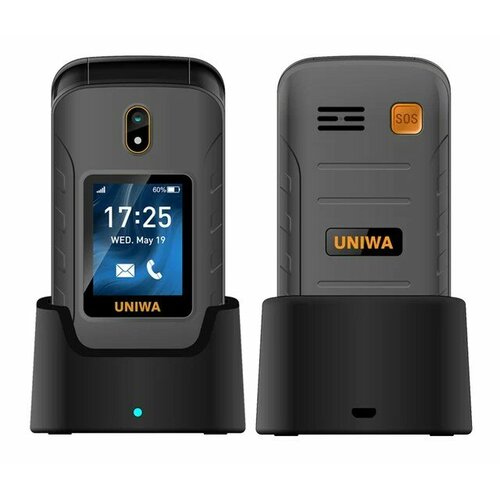 uniwa v909t flip mobile phone 4g full band feature cellphone mtk quad core dual screen wifi bluetooth clamshell mobilephone Телефон UNIWA V909T, nano SIM, серый