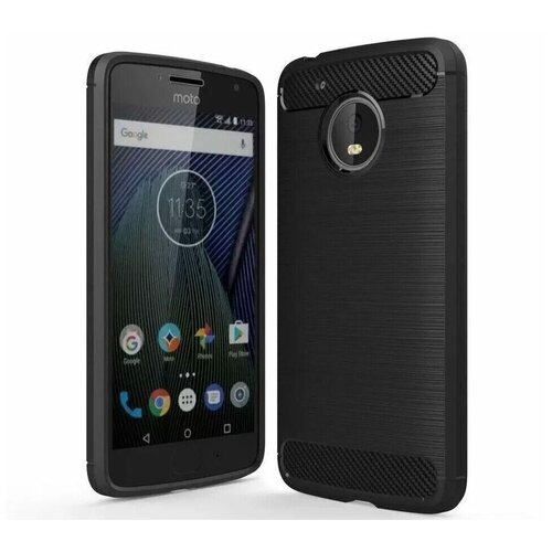 чехол hybrid armor для motorola moto g5 plus черный фиолетовый Чехол-накладка Carbon Fibre для Motorola Moto G5 (черный)