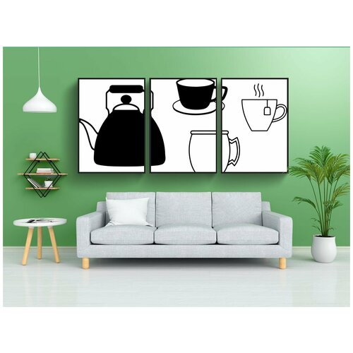 фото Набор модулных постеров для интерьера "чайник, чашка, кружка" 60x90 см. в тубусе, без рамки lotsprints