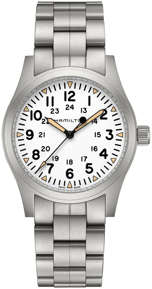 Наручные часы Hamilton Часы Hamilton Khaki Field Mechanical 42mm H69529113, белый, серебряный