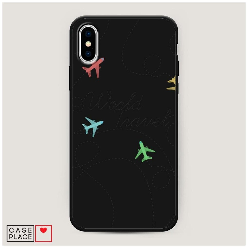 Матовый силиконовый чехол "Flights travel" на Apple iPhone XS Max (10S Max) / Айфон Иск Эс Макс