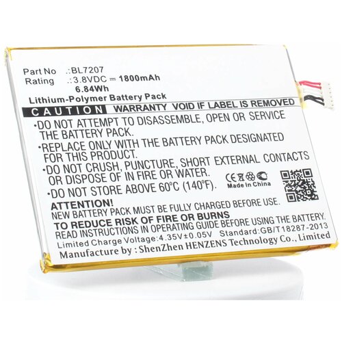 fly fs524 аккумулятор маркировка bl9014 Аккумулятор iBatt iB-B1-M1767 1800mAh для Fly BL7207