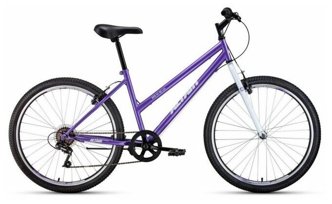 Велосипед ALTAIR MTB HT 26 low (26" 6 ск. рост 15") 2020-2021, фиолетовый/белый, RBKT1M166009