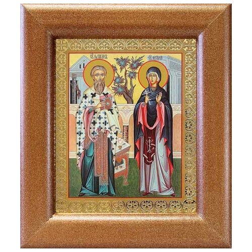 священномученик киприан и мученица иустина икона в резной рамке Священномученик Киприан и мученица Иустина, икона в рамке 14,5*16,5 см
