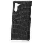 Чехол на Samsung Galaxy Note 10 Kruche IXLE18 Leather черный Croco, защитный кожаный бампер, противоударный кейс, накладка с защитой камеры - изображение