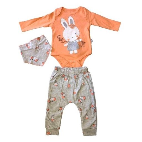 фото Комплект для новорожденного, 3 предмета, штанишки , боди и нагрудник minibanda