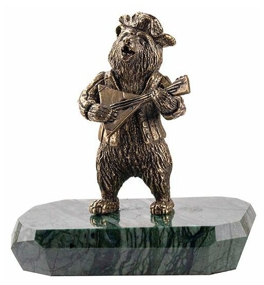 Статуэтка Медведь с балалайкой на камне (ВхШхД 10см./9см./6см.)