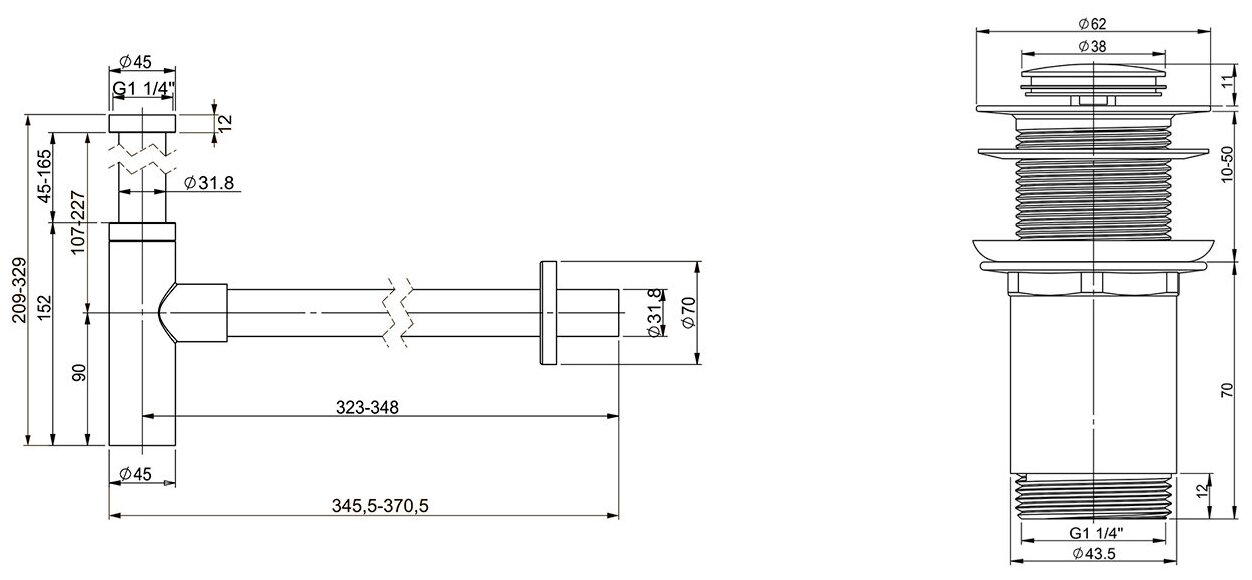 Промо-набор 2 в 1 Wellsee Drainage System 182119002, сифон для раковины, донный клапан, цвет хром - фотография № 10