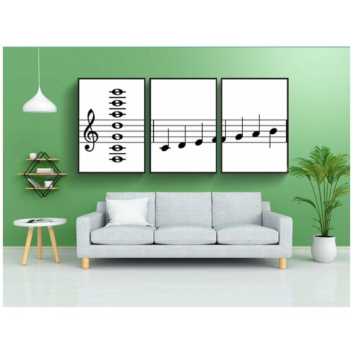 фото Набор модулных постеров для интерьера "музыкальный, песни, инструментальная музыка" 60x90 см. в тубусе, без рамки lotsprints