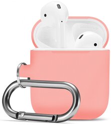 Защитный чехол для Apple AirPods 2 и Airpods 1 с карабином / Силиконовый чехол на Аирподс 2 и Аирподс 1 / Тонкий