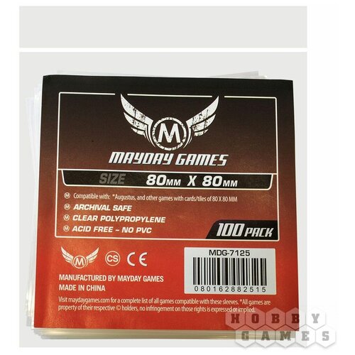 Протекторы MayDay Games Mayday (100 шт. 80мм*80мм): прозрачные, арт. протекторы mayday games race formula 90 sleeves 55 x 80мм 100шт