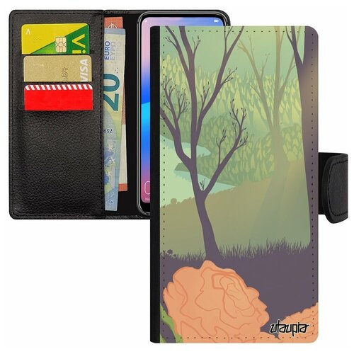 фото Чехол книжка на смартфон galaxy s7 edge, "лесные розы" природа озеро utaupia