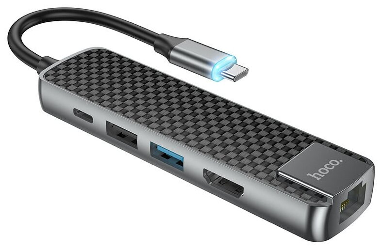 USB-концентратор Type-C Хаб Hub HB23 Easy view HDMI + USB3.0 + USB2.0 + RJ45 + PD