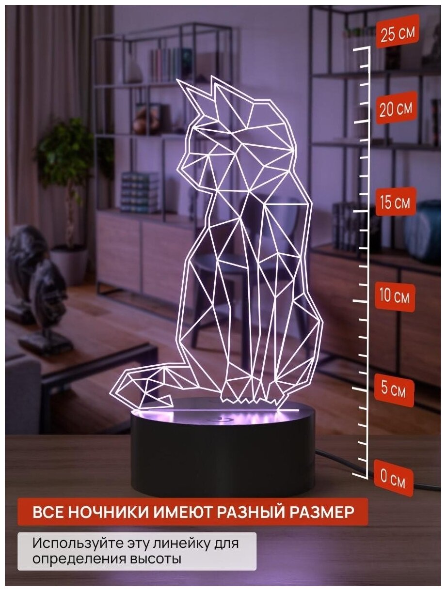 Ночник Light Insidе Кот 3D - фотография № 2