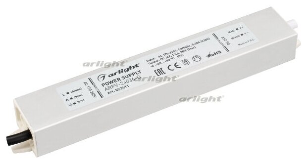 Блок питания ARPV-24036-D (24V 1.5A 36W) (Arlight IP67 Металл 3 года)