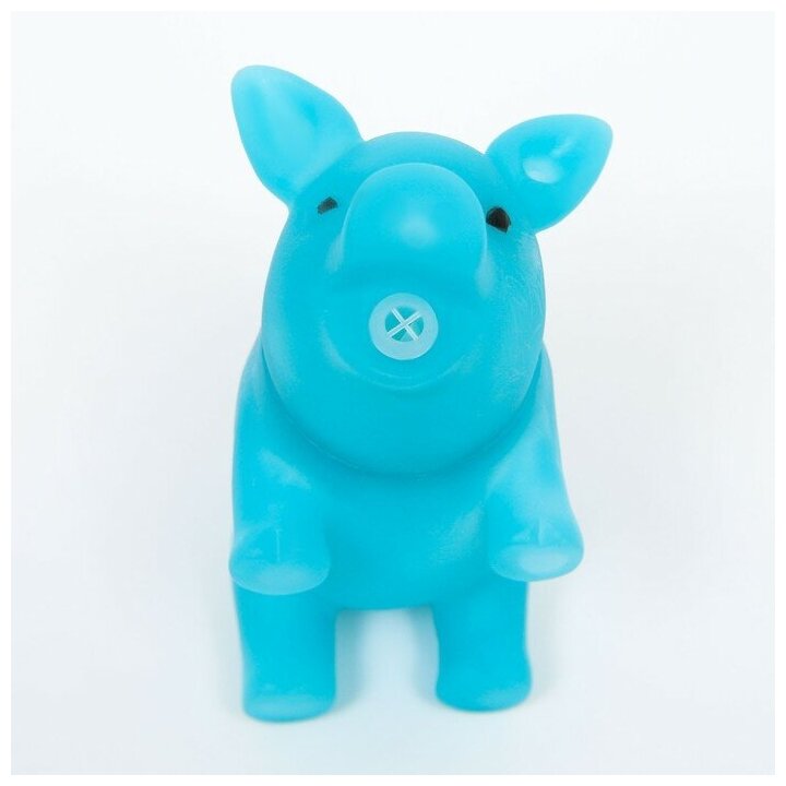 Игрушка пищащая "Маленький поросенок" для собак, 9 см, голубая - фотография № 4