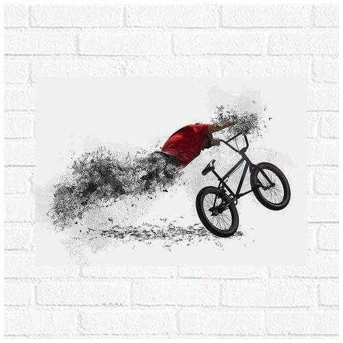 фото Постер горный велосипед, 40x53 см, бумага вау холст
