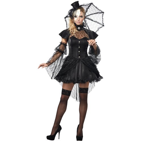 фото Костюм кукла в черном платье взрослый california costumes xl (48-50) (платье, рукава, шляпка, маска, брошь)