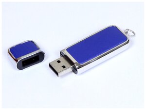 Компактная кожаная флешка для нанесения логотипа (16 Гб / GB USB 2.0 Синий/Blue 213 Flash drive KJ001 "консул")