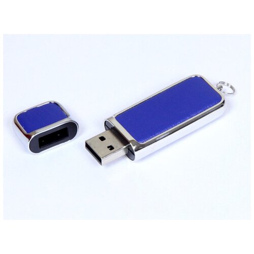 Компактная кожаная флешка для нанесения логотипа (64 Гб / GB USB 3.0 Синий/Blue 213 Flash drive Рудис Rudis Skin N277)