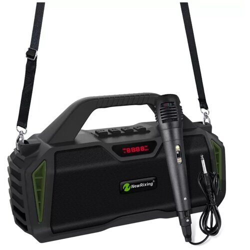 Беспроводной бумбокс с караокеFM-радиопроводной микрофон в комплекте ручка и ремешок для переноса newrixing 390000₽