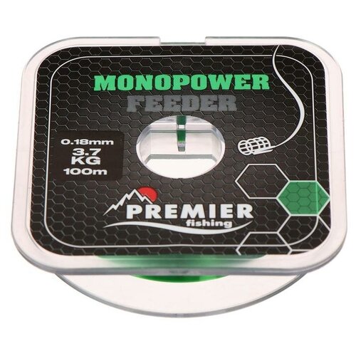 Леска Preмier fishing MONOPOWER Feeder, диаметр 0.18 мм, тест 3.7 кг, 100 м, зелёная