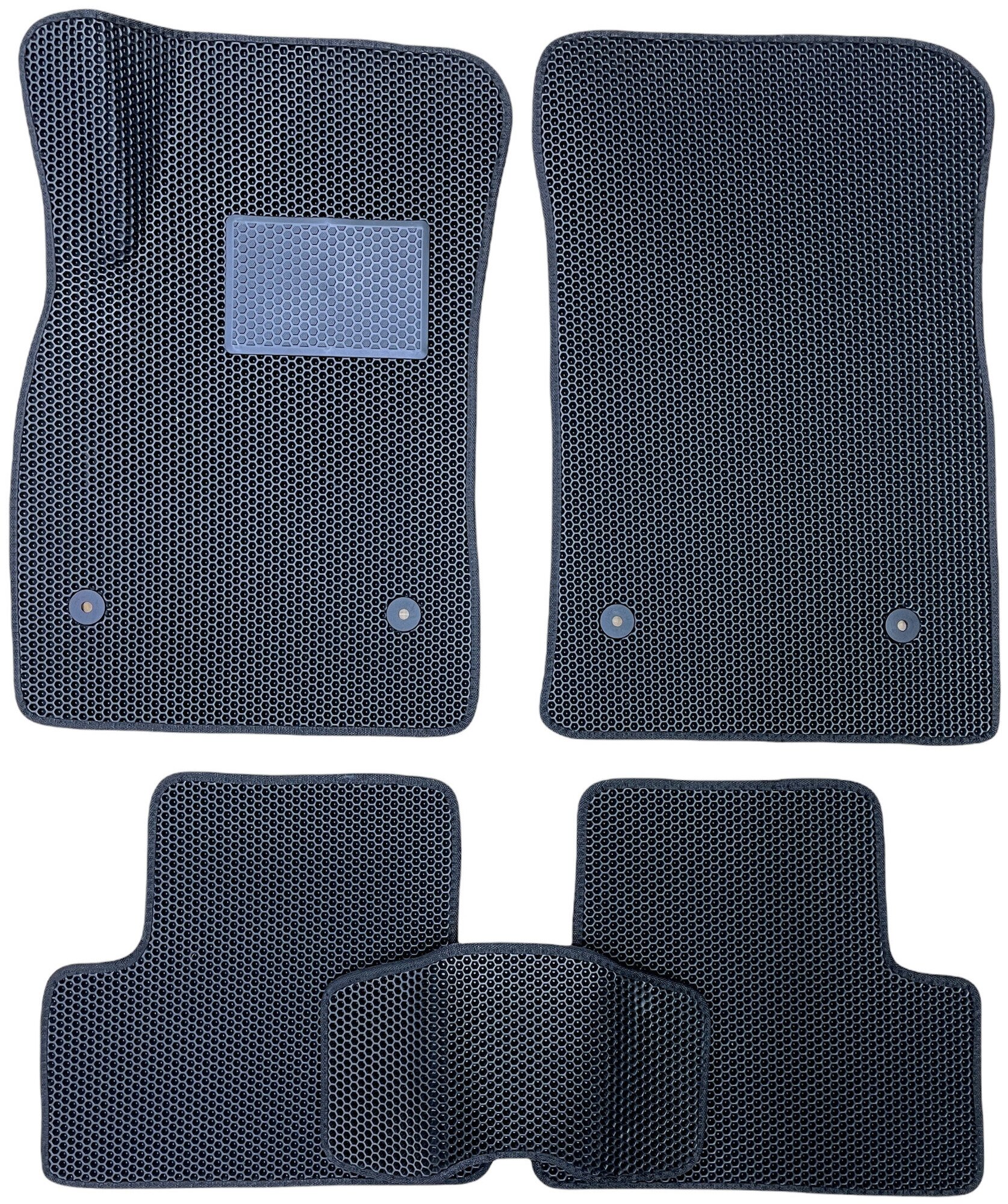 Автомобильные коврики ЕВА / EVA для Chevrolet Cruze 2009-2015 / Шевроле Круз / 2D 2Д без выреза / черный-черный + резиновый подпятник